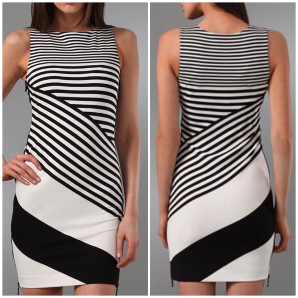 Black & white bodycon sleeveless mini